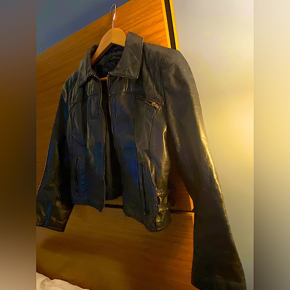 Vintage Leather Jacket Biker Hardcore Adjustable Genuine Leather Opera Brand